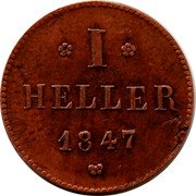 Germany Heller 1847 KM# 302 Hesse-Darmstadt / Grand Duchy coin reverse