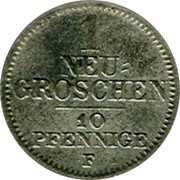 Germany Neugroschen (10 Pfennig) 1856 F KM# 1159 Saxony-Albertine / Kingdom / Regular Coinage coin reverse Germany Neugroschen (10 Pfennig) 1856 F KM# 1159 Saxony-Albertine / Kingdom / Regular Coinage coin reverse