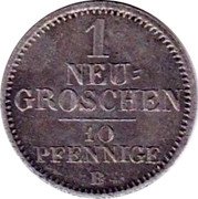 Germany Neugroschen (10 Pfennig) 1861 B KM# 1209 Saxony-Albertine / Kingdom / Regular Coinage coin reverse Germany Neugroschen (10 Pfennig) 1861 B KM# 1209 Saxony-Albertine / Kingdom / Regular Coinage coin reverse