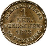 Germany Neugroschen (10 Pfennig) 1873 B KM# 1221 Saxony-Albertine / Kingdom / Regular Coinage coin reverse Germany Neugroschen (10 Pfennig) 1873 B KM# 1221 Saxony-Albertine / Kingdom / Regular Coinage coin reverse