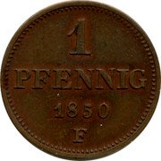 Germany Pfennig 1850 F KM# 1155 Saxony-Albertine / Kingdom / Regular Coinage coin reverse