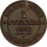 Germany Pfennig 1862 B KM# 1216 Saxony-Albertine / Kingdom / Regular Coinage coin reverse