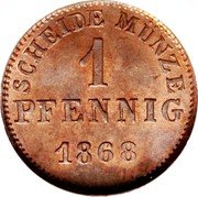 Germany Pfennig 1868 KM# 337 Hesse-Darmstadt / Grand Duchy coin reverse