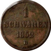 Germany Schwaren (3 Light Pfennig) 1852 B KM# 185 Oldenburg / Grand Duchy coin reverse