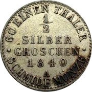 Germany 1/2 Groschen 1840 A KM# 198 Saxe-Weimar-Eisenach / Grand Duchy coin reverse