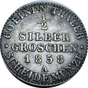 Germany 1/2 Groschen 1858 A KM# 207 Saxe-Weimar-Eisenach / Grand Duchy coin reverse