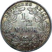 Germany 1/2 Mark 1914 J KM# 17 Standard Coinage coin obverse