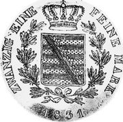 Germany 1/2 Thaler (1 Gulden) 1831 KM# 33 Saxe-Coburg-Gotha / Duchy / Regular Coinage coin reverse Germany 1/2 Thaler (1 Gulden) 1831 KM# 33 Saxe-Coburg-Gotha / Duchy / Regular Coinage coin reverse