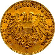 Germany 10 Mark 1904 A KM# 211 Lübeck / Free City / Reform Coinage coin obverse