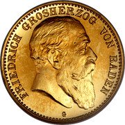 Germany 10 Mark 1907 G KM# 275 Baden / Grand Duchy / Reform Coinage coin obverse