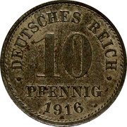 Germany 10 Pfennig 1916 E KM# 20 Standard Coinage coin obverse Germany 10 Pfennig 1916 E KM# 20 Standard Coinage coin obverse