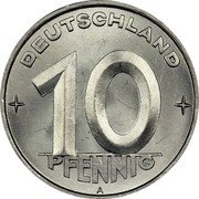 Germany 10 Pfennig 1953 A KM# 7 Democratic Republic / Standard Coinage coin obverse Germany 10 Pfennig 1953 A KM# 7 Democratic Republic / Standard Coinage coin obverse