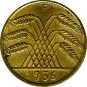 Germany 10 Reichspfennig 1936 F KM# 40 Reichsmark Coinage coin reverse Germany 10 Reichspfennig 1936 F KM# 40 Reichsmark Coinage coin reverse