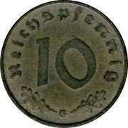 Germany 10 Reichspfennig 1941 G KM# 101 Third Reich / Standard Coinage coin reverse Germany 10 Reichspfennig 1941 G KM# 101 Third Reich / Standard Coinage coin reverse