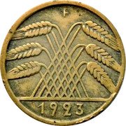 Germany 10 Rentenpfennig 1923 F KM# 33 Rentenmark Coinage coin reverse Germany 10 Rentenpfennig 1923 F KM# 33 Rentenmark Coinage coin reverse