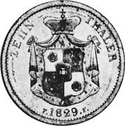 Germany 10 Thaler 1829 FF Stack's Hammel sale 9-92 AU-$20,000 KM# 37 Schaumburg-Lippe / Principality coin reverse