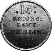 Germany 16 Reichsbank Schilling 1839 IFF KM# 154A Schleswig-Holstein / Duchy / Standard Coinage coin reverse