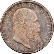 Germany 2 Mark 1892 F KM# 631 Württemberg / Kingdom / Reform Coinage coin obverse Germany 2 Mark 1892 F KM# 631 Württemberg / Kingdom / Reform Coinage coin obverse