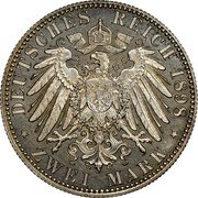 Germany 2 Mark 1898 E KM# 1245 Saxony-Albertine / Kingdom / Reform Coinage coin reverse Germany 2 Mark 1898 E KM# 1245 Saxony-Albertine / Kingdom / Reform Coinage coin reverse