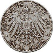 Germany 2 Mark 1901 A KM# 210 Lübeck / Free City / Reform Coinage coin reverse