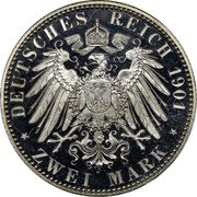 Germany 2 Mark 1901 A KM# 36 Saxe-Altenburg / Duchy / Regular Coinage coin reverse