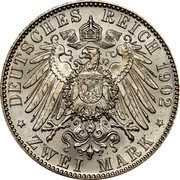 Germany 2 Mark 1902 E Proof KM# 1255 Saxony-Albertine / Kingdom / Reform Coinage coin reverse