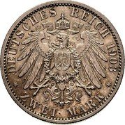 Germany 2 Mark 1903 A KM# 217 Saxe-Weimar-Eisenach / Grand Duchy / Reform Coinage coin reverse