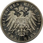 Germany 2 Mark 1904 A KM# 333 Mecklenburg-Schwerin / Grand Duchy / Reform Coinage coin reverse