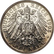 Germany 2 Mark 1905 E Proof KM# 1263 Saxony-Albertine / Kingdom / Reform Coinage coin reverse