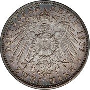 Germany 2 Mark 1907 KM# 278 Baden / Grand Duchy / Reform Coinage coin reverse