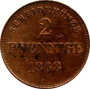 Germany 2 Pfennig 1868 KM# 174 Saxe-Meiningen / Duchy / Regular Coinage coin reverse