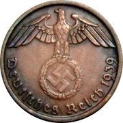 Germany 2 Reichspfennig 1939 B KM# 90 Third Reich / Standard Coinage coin obverse Germany 2 Reichspfennig 1939 B KM# 90 Third Reich / Standard Coinage coin obverse