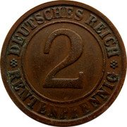 Germany 2 Rentenpfennig 1923 J KM# 31 Rentenmark Coinage coin obverse Germany 2 Rentenpfennig 1923 J KM# 31 Rentenmark Coinage coin obverse