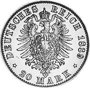 Germany 20 Mark 1889 D KM# 186 Saxe-Meiningen / Duchy / Reform Coinage coin reverse Germany 20 Mark 1889 D KM# 186 Saxe-Meiningen / Duchy / Reform Coinage coin reverse
