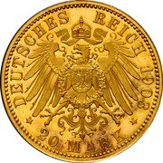Germany 20 Mark 1903 E KM# 1260 Saxony-Albertine / Kingdom / Reform Coinage coin reverse