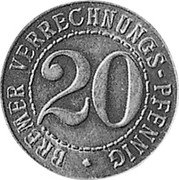 Germany 20 Verrechnungs-Pfennig 1924 KM# Tn4 Bremen / Free City / Token Coinage coin reverse