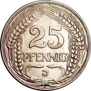 Germany 25 Pfennig 1909 J KM# 18 Standard Coinage coin reverse