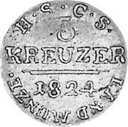 Germany 3 Kreuzer 1824 S KM# 128.4 Saxe-Coburg-Saalfeld / Duchy / Regular Coinage coin reverse Germany 3 Kreuzer 1824 S KM# 128.4 Saxe-Coburg-Saalfeld / Duchy / Regular Coinage coin reverse