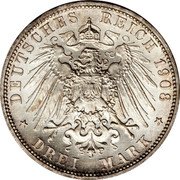 Germany 3 Mark 1908 A KM# 527 Kingdom / Reform Coinage coin reverse Germany 3 Mark 1908 A KM# 527 Kingdom / Reform Coinage coin reverse