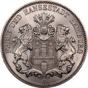 Germany 3 Mark 1910 J KM# 620 Hamburg / Free City / Reform Coinage coin obverse Germany 3 Mark 1910 J KM# 620 Hamburg / Free City / Reform Coinage coin obverse