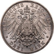 Germany 3 Mark 1910 J KM# 620 Hamburg / Free City / Reform Coinage coin reverse Germany 3 Mark 1910 J KM# 620 Hamburg / Free City / Reform Coinage coin reverse