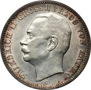 Germany 3 Mark 1914 G KM# 280 Baden / Grand Duchy / Reform Coinage coin obverse Germany 3 Mark 1914 G KM# 280 Baden / Grand Duchy / Reform Coinage coin obverse