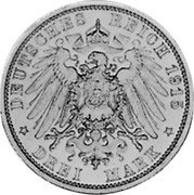 Germany 3 Mark 1915 A KM# 1162 Brunswick-Wolfenbüttel / Duchy / Reform Coinage coin reverse
