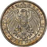Germany 3 Mark 1915 A KM# 340 Mecklenburg-Schwerin / Grand Duchy / Reform Coinage coin reverse