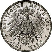 Germany 3 Mark 1917 E Proof KM# 1276 Saxony-Albertine / Kingdom / Reform Coinage coin reverse
