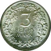 Germany 3 Reichsmark 1925 A KM# 46 Reichsmark Coinage coin reverse Germany 3 Reichsmark 1925 A KM# 46 Reichsmark Coinage coin reverse