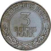 Germany 3 Reichsmark 1926 A KM# 48 Reichsmark Coinage coin reverse Germany 3 Reichsmark 1926 A KM# 48 Reichsmark Coinage coin reverse