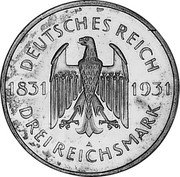 Germany 3 Reichsmark 1931 A KM# 73 Reichsmark Coinage coin obverse Germany 3 Reichsmark 1931 A KM# 73 Reichsmark Coinage coin obverse