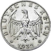 Germany 3 Reichsmark 1932 D KM# 74 Reichsmark Coinage coin obverse Germany 3 Reichsmark 1932 D KM# 74 Reichsmark Coinage coin obverse