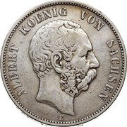 Germany 5 Mark 1876 E KM# 1237 Saxony-Albertine / Kingdom / Reform Coinage coin obverse Germany 5 Mark 1876 E KM# 1237 Saxony-Albertine / Kingdom / Reform Coinage coin obverse